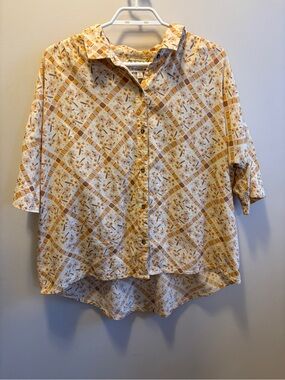 Toad&Co Yellow Floral-Print Short-Sleeve Button-Up